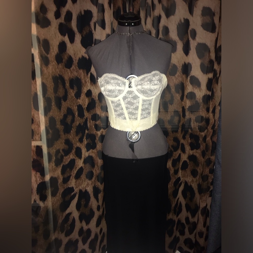 VTG VS White/Cream Bustier Corset Lingerie Lace USA